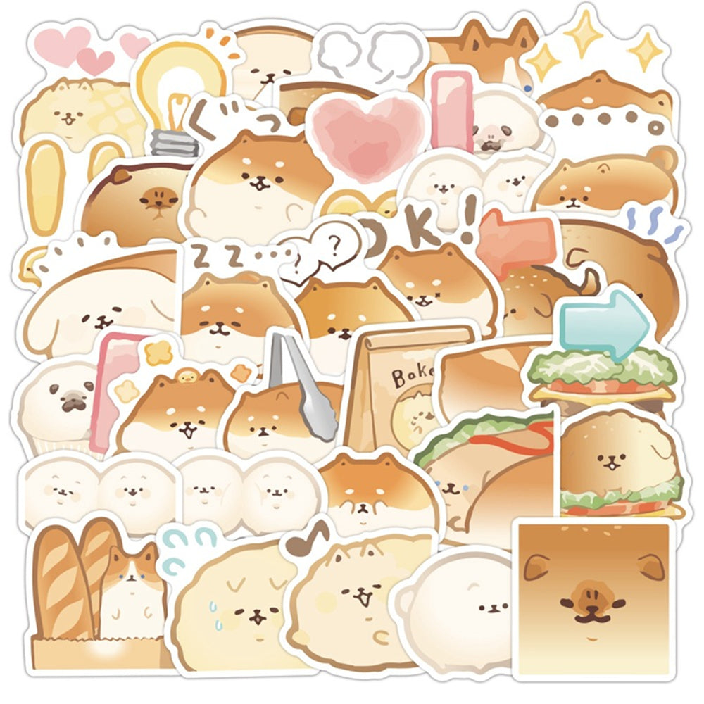 40PCS Cute Cartoon Bread Dog Pet Food Doodle Stickers Perfect for Skateboards, Water Bottles, Notebooks, Laptops, Stationery Boxes Exquisite DIY Desktop Decor Decals