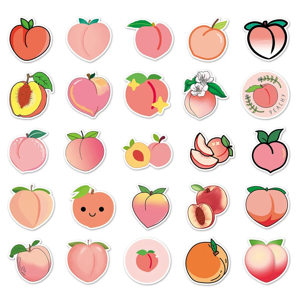 50PCS Peach Cartoon Personality Creative Sticker  DIY Guitar Refrigerator Computer Suitcase Notebook Waterproof