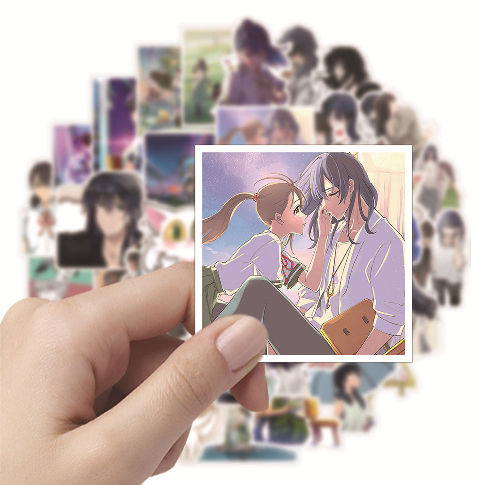 50PCS Anime Stickers: Makoto Shinkai's Haruhi Travel Doodle Collection Exquisite, Fashionable, Creative DIY Decorative Stickers for Notebooks Perfect for Skateboards, Laptops, Water Bottles, Helmets, and Stationery Cases