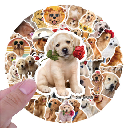 50PCS Cartoon Cute Golden Retriever Animal Doodle Stickers Exquisite Fashion Creative DIY Journal Decorative Decals Suitable for Skateboards, Refrigerators, Guitars, and Stationery Boxes