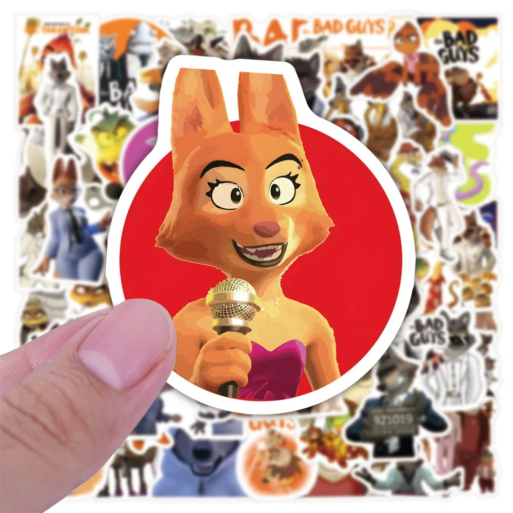 50pcs Cartoon Movie The Bad Guys Sticker For personalit Toys Luggage Laptop Ipad Skateboard Journal Cup Stickers