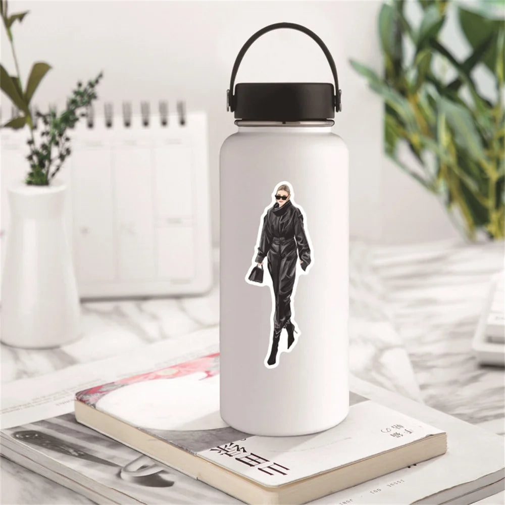 50PCS of European and American fashion women's clothing graffiti stickers, personalized fashion and creative DIY beautiful and trendy decorative decals, helmets, toys, guitars, skateboards, refrigerators, and popular stickers