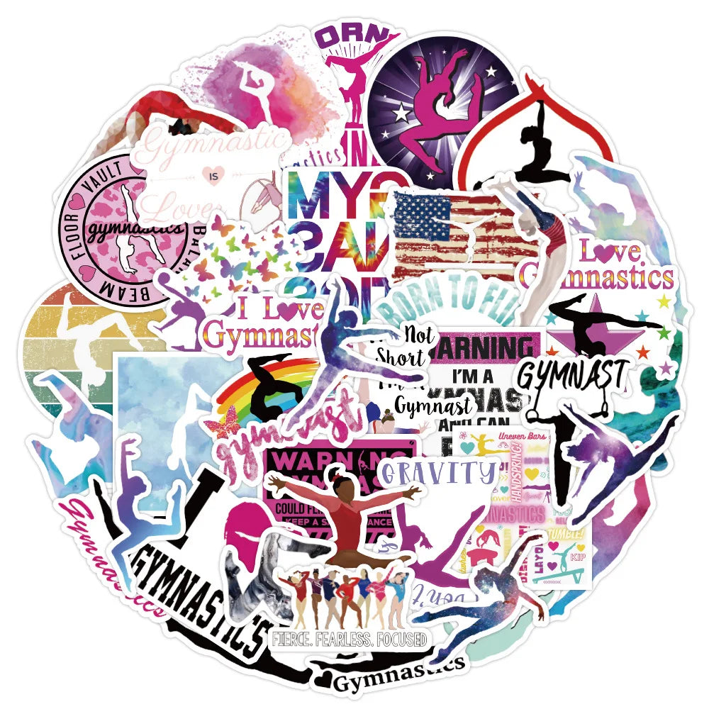 50PCS   Cartoon Sports Gymnastics Stickers Graffiti iPad Luggage  Car Guitar DIY Pattern Scrapbook Toys Decoration