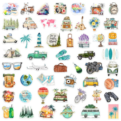 50PCS Cartoon Travel Forest Sticker Graffiti Luggage Laptop Helmet Car Computer Pattern Scrapbook Toy Decoration