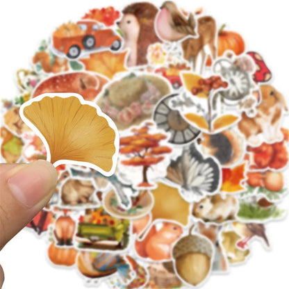 50PCS Cartoon Autumn Forest Personality Creative Sticker DIY Refrigerator Suitcase Skateboard Waterproof Guitar