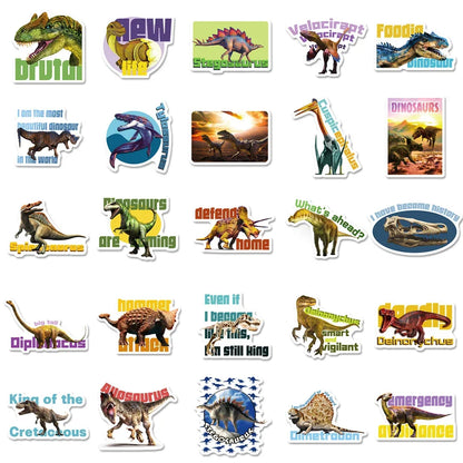 50PCS Realistic Dinosaur Cartoon Gift Sticker For Toys Luggage Laptop DIY Skateboard Guitar Notebook Refrigerator