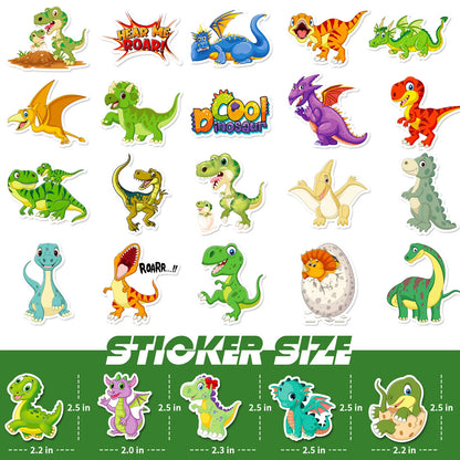 50PCS Cartoon Dinosaur Sticker New personal Sticker Water Skateboard Waterproof Toy Graffiti Sticker