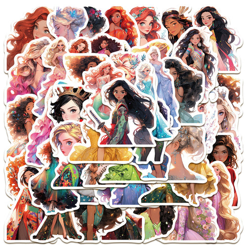 50PCS Runaway Princess Doodle Stickers - Cartoon Rebellious Royal Decals for Journals, Feminist DIY Crafts & Empowerment Gift Ideas