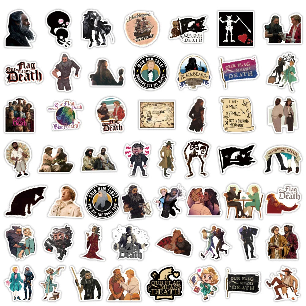50PCS    OurFlag Means Death Graffiti Waterproof Sticker Removable Personality Refrigerator Water Cup Helmet Trend
