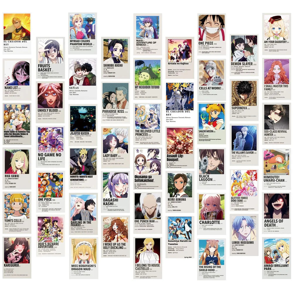 50PCS Anime Poster Collection Sticker Decoration Luggage Laptop IPad Journal Skateboard Waterproof Sticker