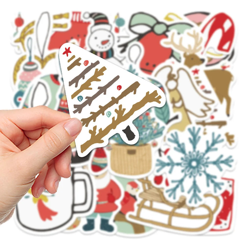 27 pieces of Christmas cute cartoon graffiti stickers, personalized, fashionable, creative and exquisite DIY decorative stickers, toys, refrigerators, skateboards, helmets, water cups, guitars and popular stickers