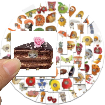 50PCS Funny Meme Cat And Food Cute Graffiti Stickers For Toy Luggage Laptop Ipad Skateboard  Phone Car Stickers Wholesale