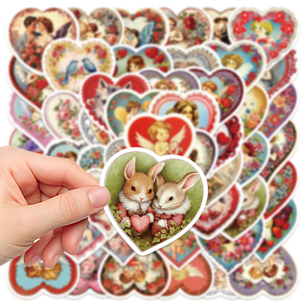 50PCS Cartoon Retro Cupid Doodle Stickers Exquisite Fashion Creative DIY Journal Decorative Decals Suitable for Phone Cases, Laptops, Skateboards, Guitars, Helmets, and Stationery Boxes