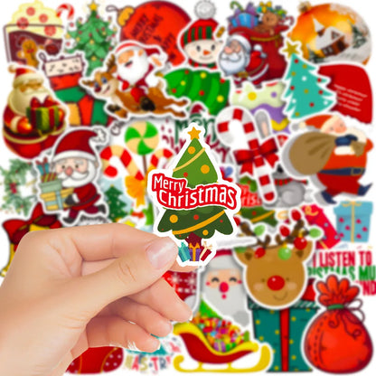 50PCS Trendy Cartoon Animation Christmas Graffiti Helmet Cup DIY PVC Waterproof Graffiti Sticker  personal Toys