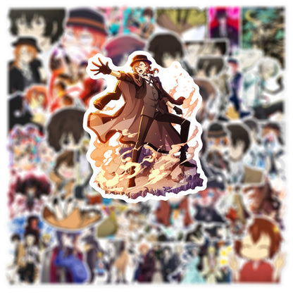 50PCS Cartoon Anime Bungo Stray Dogs Doodle Stickers Exquisite and Stylish DIY Journal Decorative Decals Suitable for Suitcases, Guitars, Helmets, Skateboards, and Stationery Cases