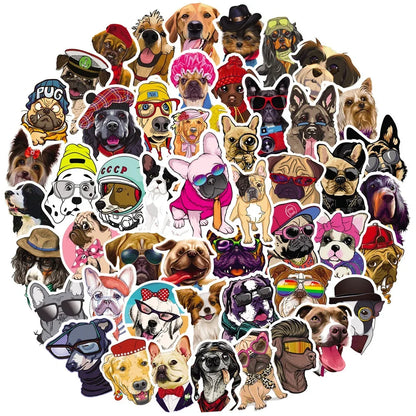 50PCS Dog Graffiti Waterproof Sticker Cartoon Cute Pet Creative Trend Personalized Decoration DIY Guitar Suitcase