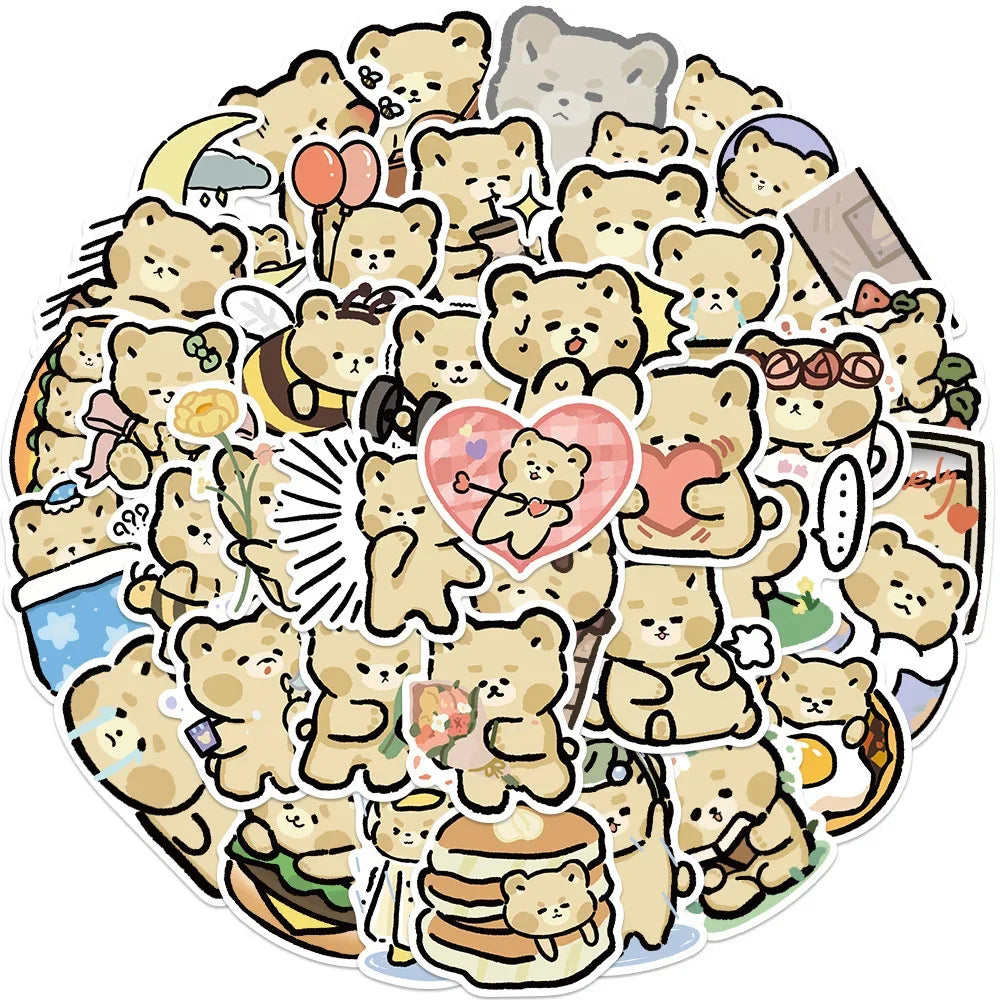 40PCS Cartoon Cute Bear Graffiti Waterproof Sticker Personalized Creative Decoration Suitcase Skateboard Helmet