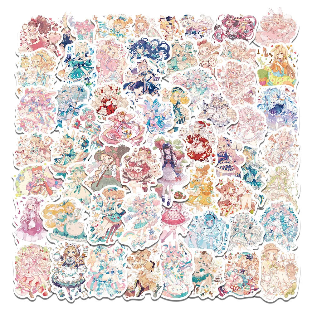 60 pieces of cartoon character graffiti stickers for middle school girls, personalized and fashionable DIY exquisite creative decorative decals, skateboards, refrigerators, water cups, helmets, and popular stickers