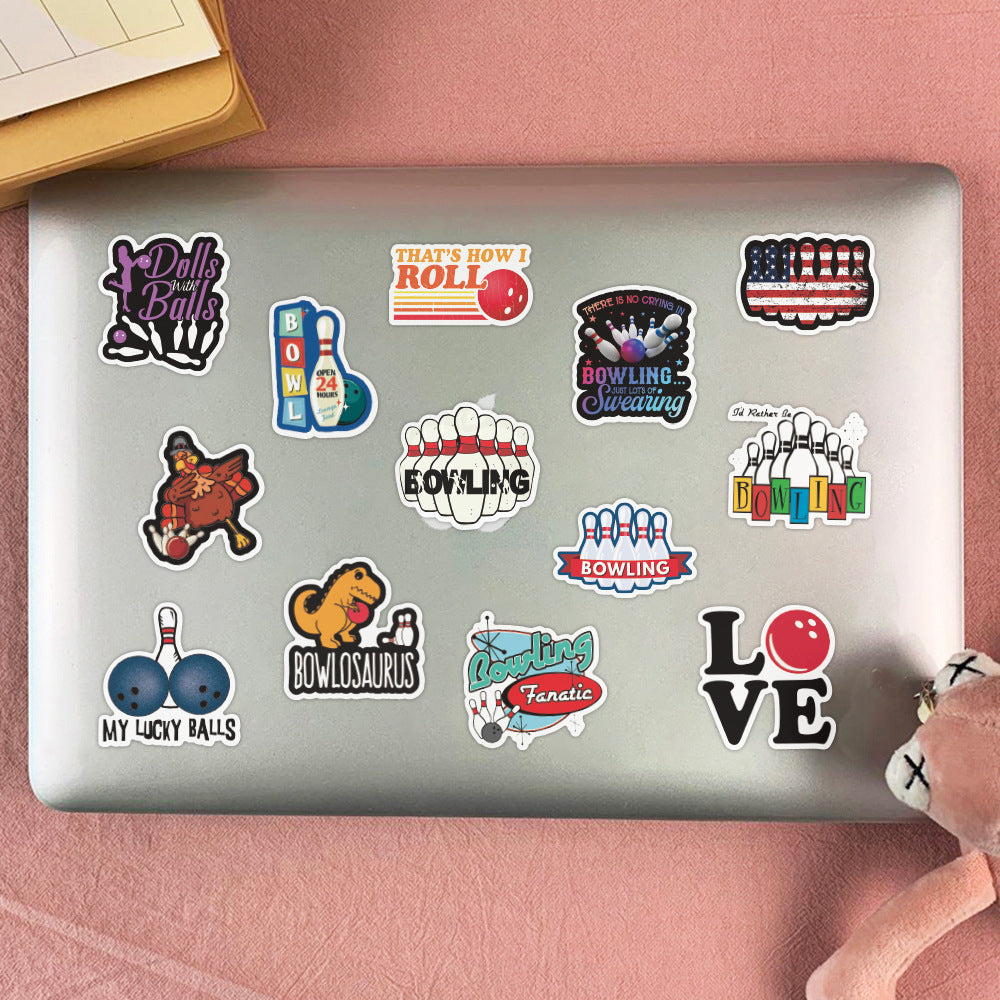 50PCS Bowling Sports Series Graffiti Stickers Exquisite, Fashionable, Creative DIY Journal Decorations Suitable for Skateboards, Bags, Laptops, Water Bottles, Helmets, and Stationery Cases