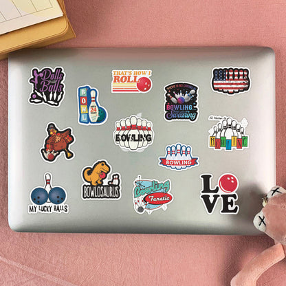50PCS Bowling Sports Series Graffiti Stickers Exquisite, Fashionable, Creative DIY Journal Decorations Suitable for Skateboards, Bags, Laptops, Water Bottles, Helmets, and Stationery Cases