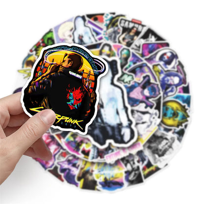 50PCS New Cyberpunk Style Game Graffiti Stickers For Luggage Laptop iPad Skateboard Guitar Journal Cup Sticker