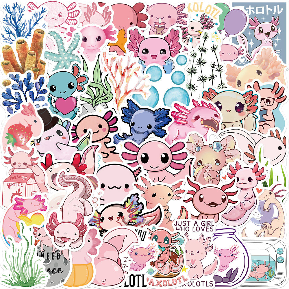 50PCS Cute Cartoon Salamander Doodle Stickers Perfect for Suitcases, Laptops, Skateboards, Water Bottles, Journals, Helmets, Pencil Cases Exquisite DIY Desktop Decor Decals