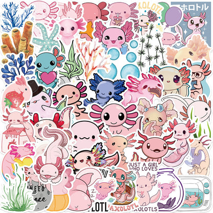 50PCS Cute Cartoon Salamander Doodle Stickers Perfect for Suitcases, Laptops, Skateboards, Water Bottles, Journals, Helmets, Pencil Cases Exquisite DIY Desktop Decor Decals