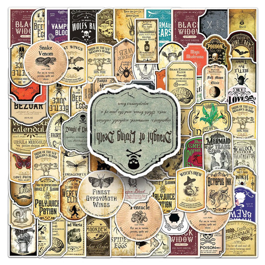 50PCS Cartoon Potion Label Sticker Graffiti iPad Luggage Helmet Guitar DIY Scrapbook Wall Sticker Toy Decoration