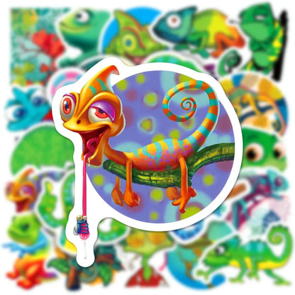 50PCS Cartoon Chameleon Sticker Animal Graffiti iPad Helmet Car Guitar DIY Scrapbook Wall Sticker Toy Decoration