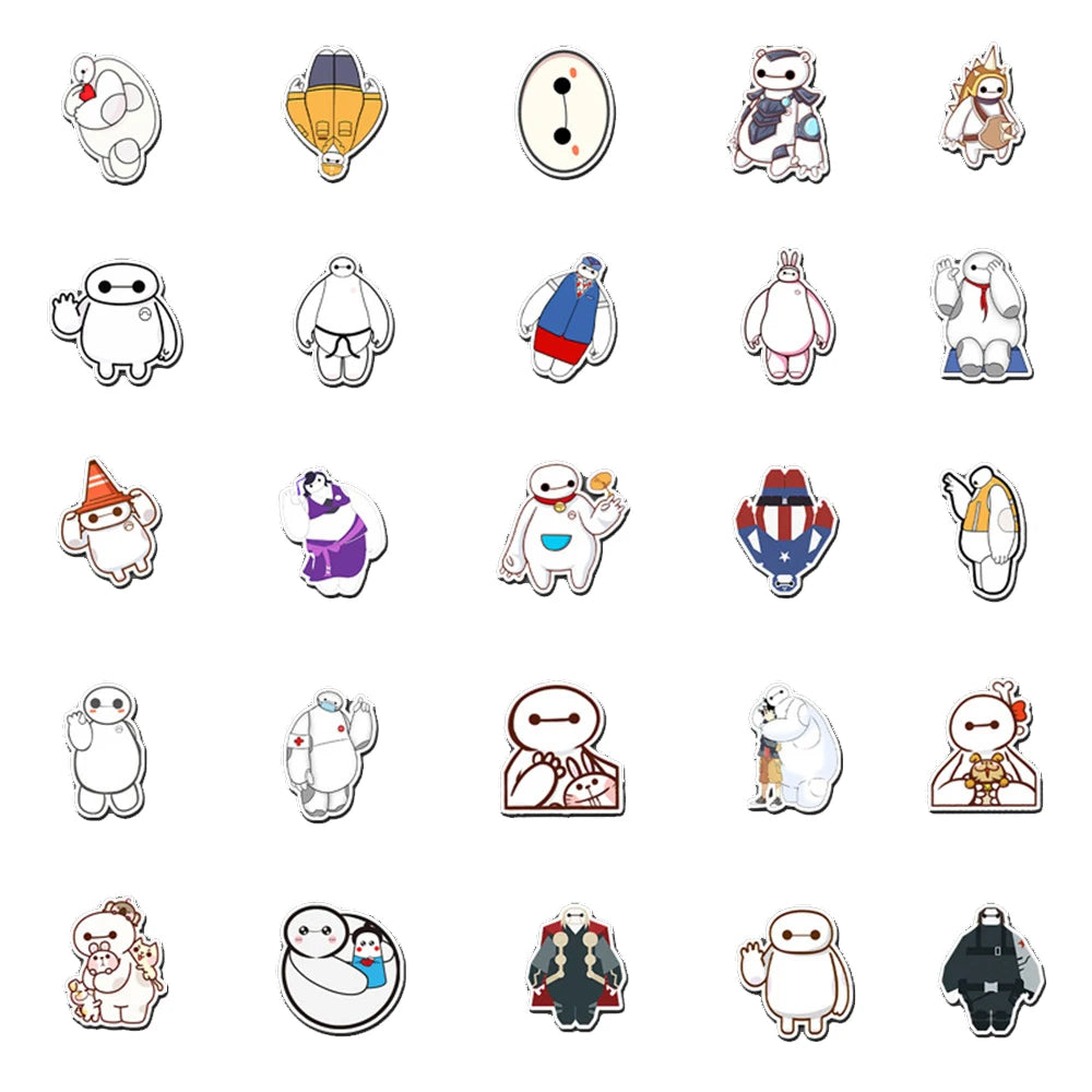 50PCS Cartoon Big White Decorative Stickers Suitcase Skateboard Guitar Car Waterproof Graffiti Suitcase Stickers
