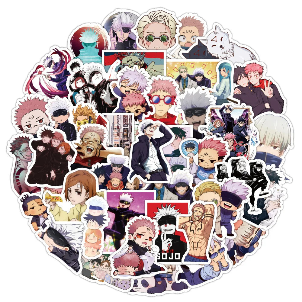 60PCS Japanese Anime Jujutsu Kaisen Character Graffiti Stickers for Luggage Laptop IPad Shell Diary Exquisite Trend DIY Decorative Stickers