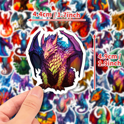 50PCS Cool Fire Dragon Stickers - Mythical Creature Decals for Gaming Laptops, Water Bottles, Notebooks & Fantasy Gamer Gifts