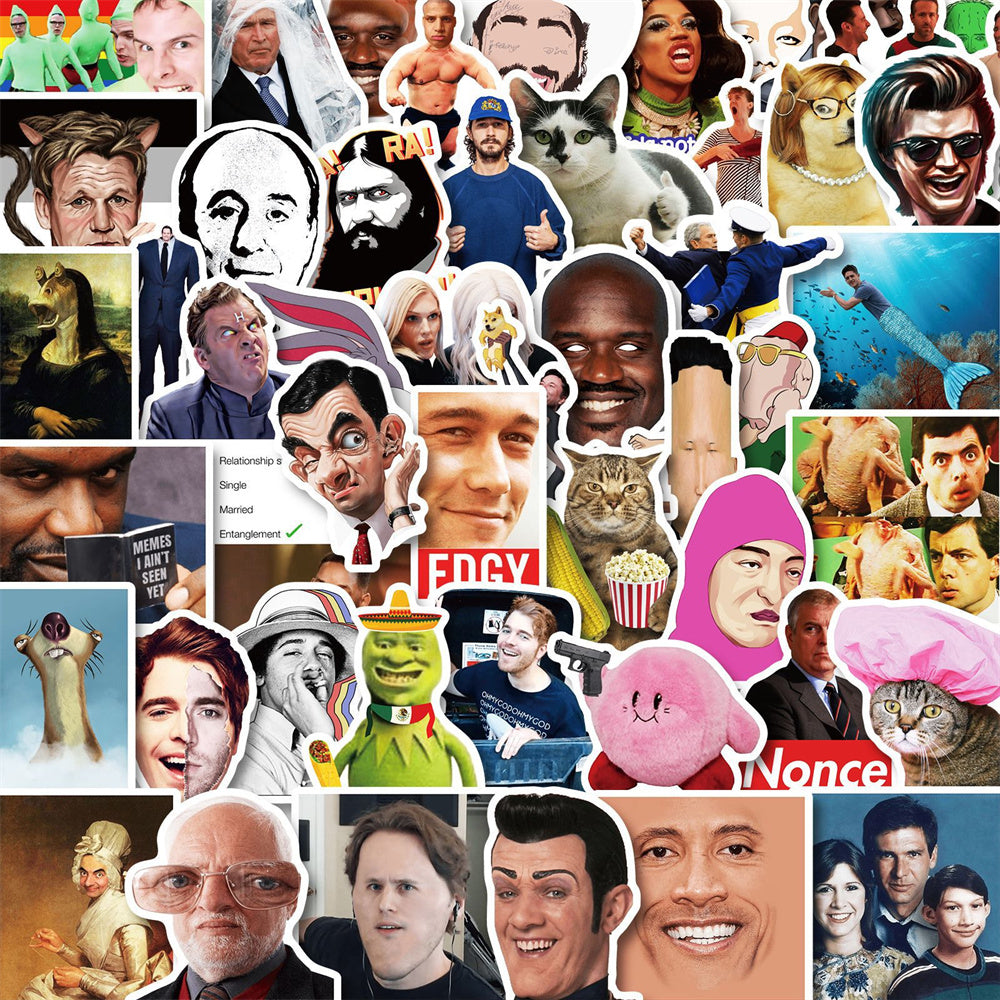 50PCS Netroots Parody Stickers, Fashion Meme & Satirical Doodle Decals for Streetwear Fans and Accessories
