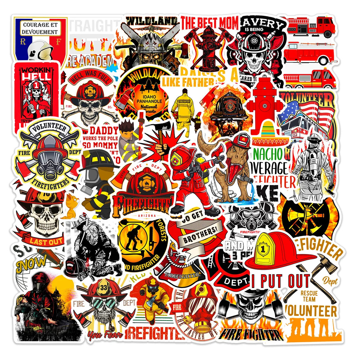 50PCS Cartoon Fireman Sticker Graffiti iPad Luggage Desk Notebook  Car Computer Pattern Scrapbook Toy Decoration