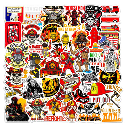 50PCS Cartoon Fireman Sticker Graffiti iPad Luggage Desk Notebook  Car Computer Pattern Scrapbook Toy Decoration