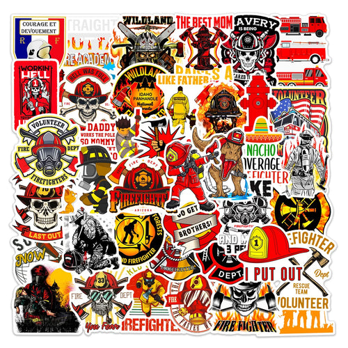50PCS Cartoon Fireman Sticker Graffiti iPad Luggage Desk Notebook  Car Computer Pattern Scrapbook Toy Decoration