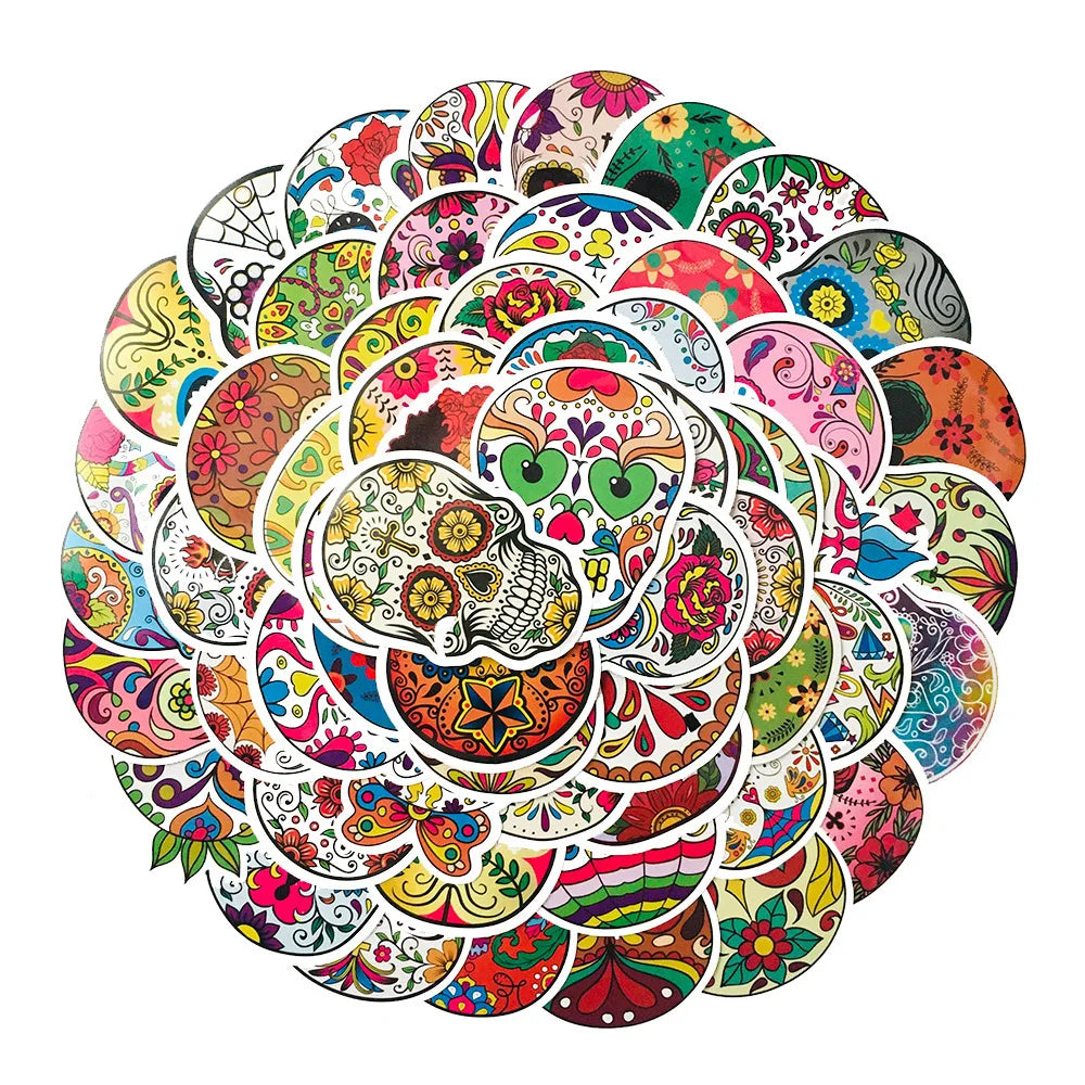 50PCS Cartoon Skull Sticker Graffiti iPad Luggage Laptop Helmet Car Computer Pattern Scrapbook Toy Decoration