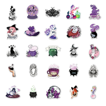 50PCS Witch Cool Graffiti Waterproof Sticker Creative Trend Personalized Decoration Refrigerator Cup HelmetGuitar