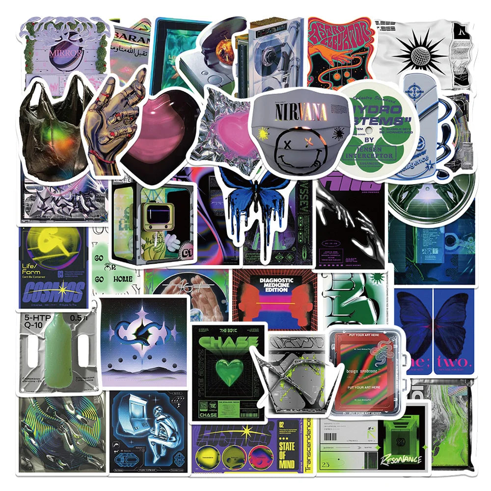 40PCS cartoon acid world graffiti stickers, personalized, fashionable, creative and trendy DIY decorative exquisite stickers, toys, skateboards, mugs, laptops, ipads, helmets, popular stickers