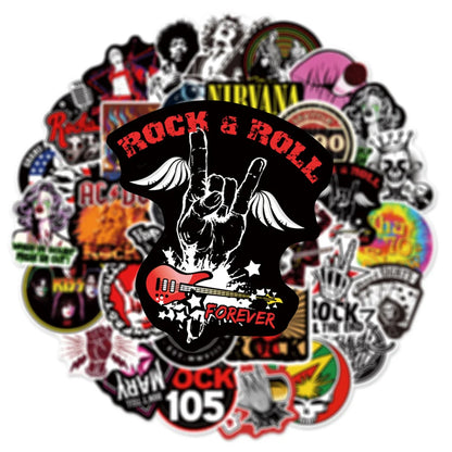 50PCS Personality Band Rock Singer Graffiti Sticker for Luggage Laptop IPad Guitar Skateboard Waterproof Sticker