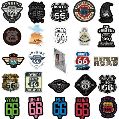 50pcs Us Route 66 Graffiti Sticker For Luggage Laptop Ipad Skateboard Guitar Refrigerator Motorcycle Sticker