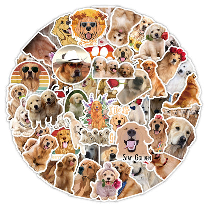50PCS Cartoon Cute Golden Retriever Animal Doodle Stickers Exquisite Fashion Creative DIY Journal Decorative Decals Suitable for Skateboards, Refrigerators, Guitars, and Stationery Boxes