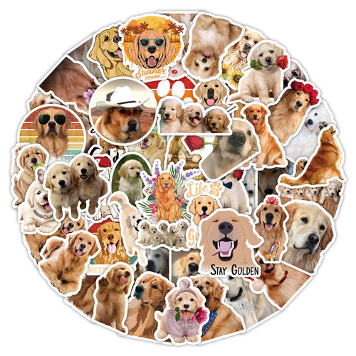 50PCS Cartoon Cute Golden Retriever Animal Doodle Stickers Exquisite Fashion Creative DIY Journal Decorative Decals Suitable for Skateboards, Refrigerators, Guitars, and Stationery Boxes