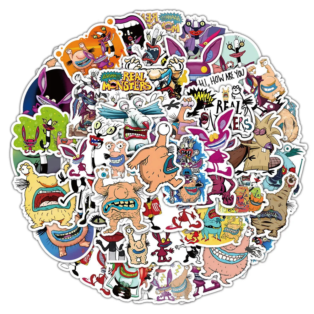 50PCS Anime Ah! There Are Monster Graffiti Waterproof Stickers Creative Trend Personality Decorative DecalsHelmet