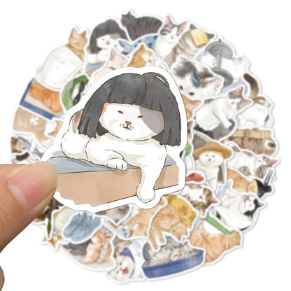 50PCS Cartoon Cat Sticker Animal Graffiti Luggage Desk Notebook Helmet Computer Pattern Scrapbook Toy Decoration