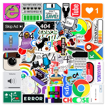 50PCS 404 Network Error Graffiti Stickers Personalised Fashion Creative DIY Exquisite Decorative Stickers Mobile Phone Computer Skateboard Helmet Popular Decals Toys