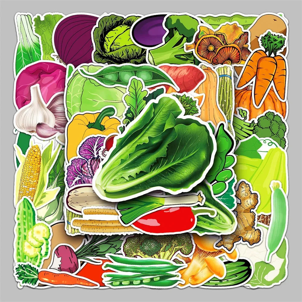 50PCS Vegetable Cartoon Creative Graffiti Sticker Suitcase Computer Guitar Desk DIY Skateboard Cup  Waterproof