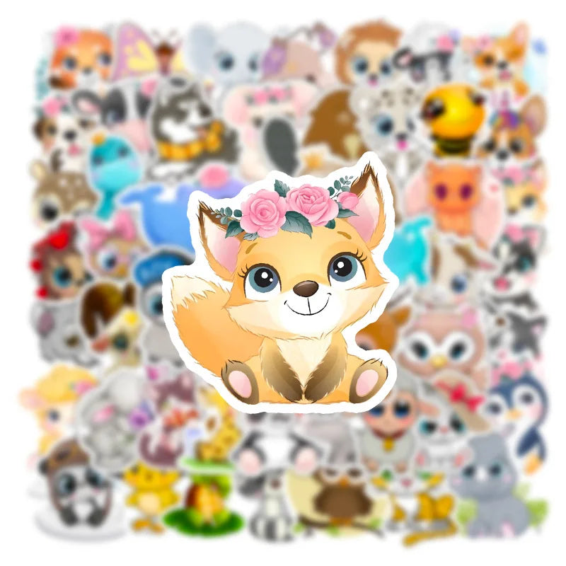 50PCS Cartoon Cute Animal Stickers Graffiti iPad Desk Notebook Helmet  Computer Pattern Scrapbook Toy Decoration