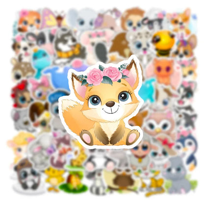 50PCS Cartoon Cute Animal Stickers Graffiti iPad Desk Notebook Helmet  Computer Pattern Scrapbook Toy Decoration