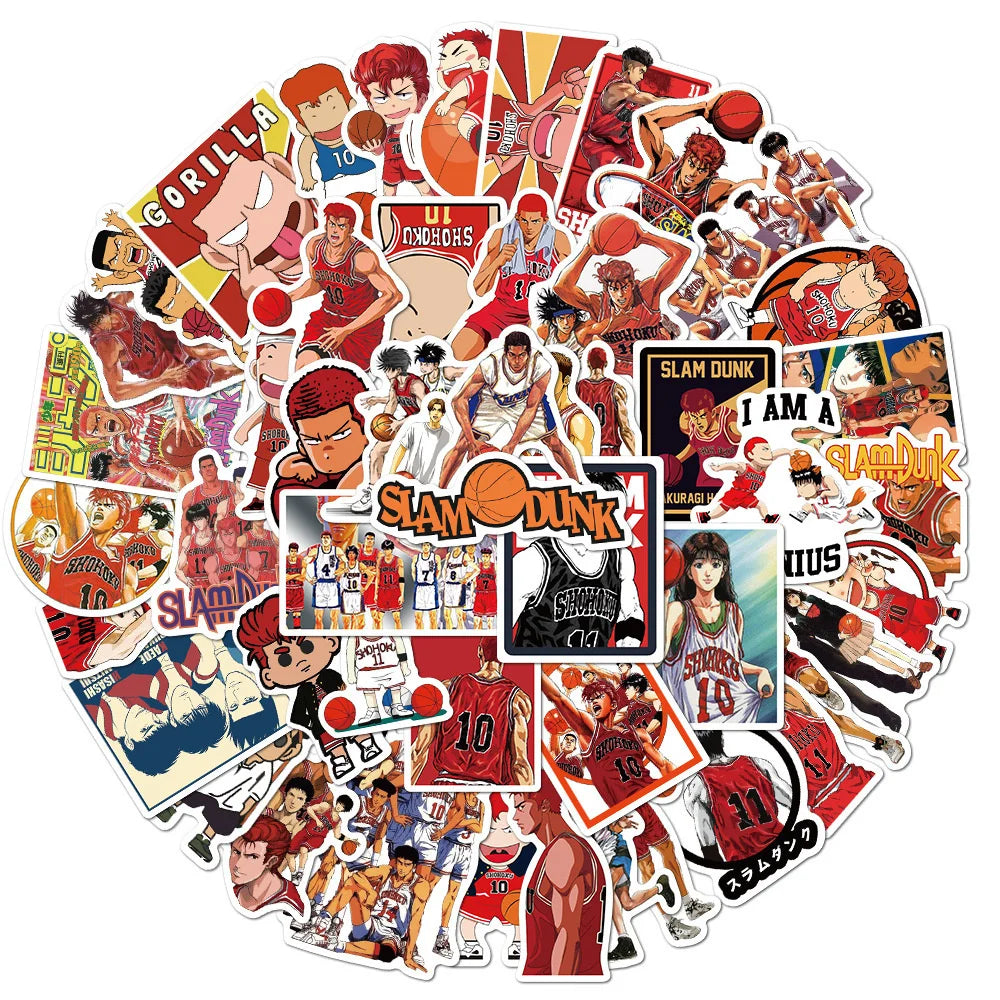 50PCS Anime Slam Dunk Graffiti Waterproof Sticker Creative Decorative Decal Refrigerator Skateboard Helmet Guitar